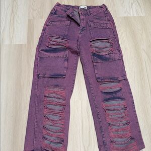 Fashion Nova Vintage Wash Purple Jeans